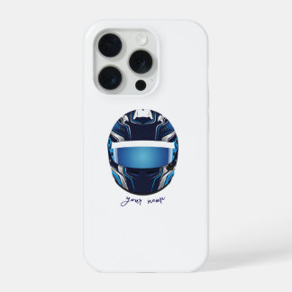 Coque iPhone 15 Pro Graphisme de casque de course personnalisé – Pilot