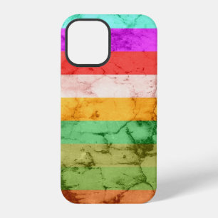 Coque iPhone 12 Pro Graphisme de mur en rayures arc-en-ciel grunge Cas