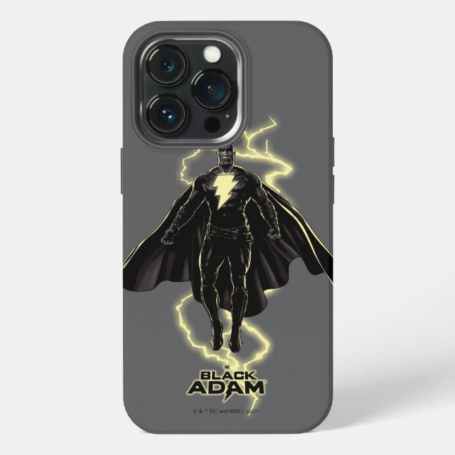 Coque iPhone Graphisme de silhouette de Black Adam éclair (Dos)