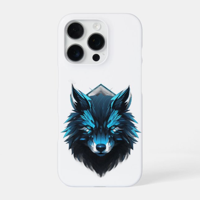 Coque iPhone Graphisme Loup Cyber Bleu (Verso)