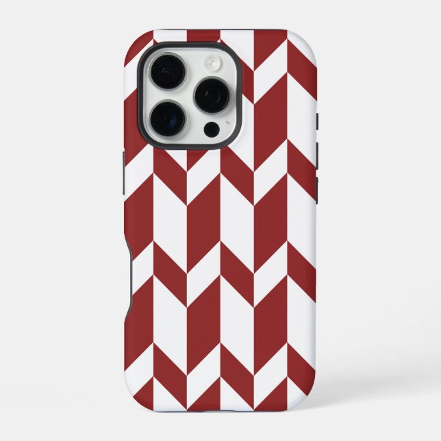 Coque iPhone Gras flèche chevron bicolore rayure rouge blanc (Verso)