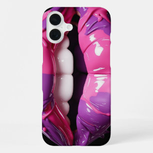 Coque iPhone 16 Plus Gras Lèvres à goutte Vibrant rose et violet