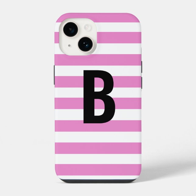 Coque iPhone Gras Moderne Simple Purple Bande Initiale Monogram (Verso)