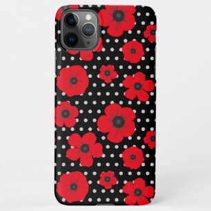 Coque iPhone 11Pro Max Gras Poppies et Pois rouge noir contemporain