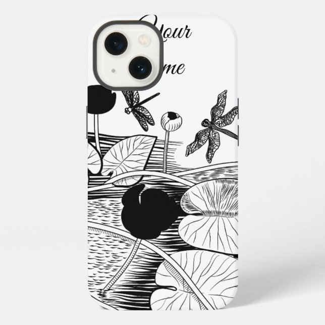 Coque iPhone Gravure de nénuphars (Verso)