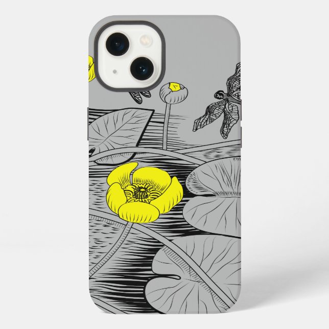 Coque iPhone Gravure de nénuphars (Verso)