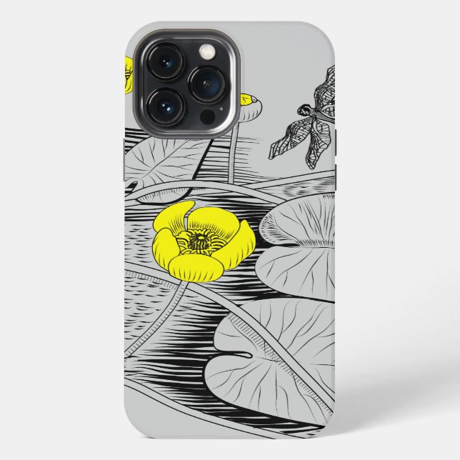 Coque iPhone Gravure de nénuphars (Verso)