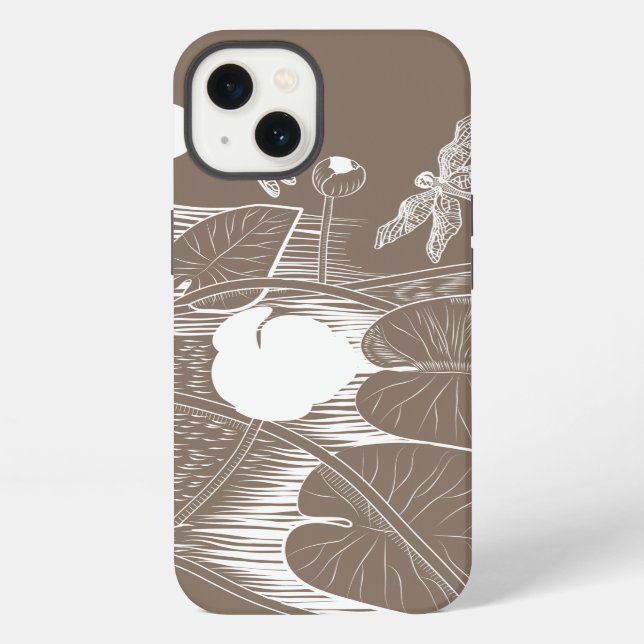 Coque iPhone Gravure de nénuphars (Verso)