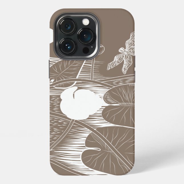 Coque iPhone Gravure de nénuphars (Dos)