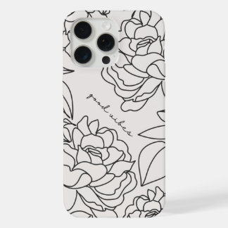 Coque iPhone 15 Pro Max Gray Minimal Floral esthétique boîtier de téléphon