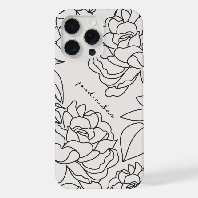 Coque iPhone Gray Minimal Floral esthétique boîtier de téléphon (Verso)