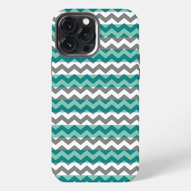 Coque iPhone Gray Mint Chevron Zigzag (Verso)