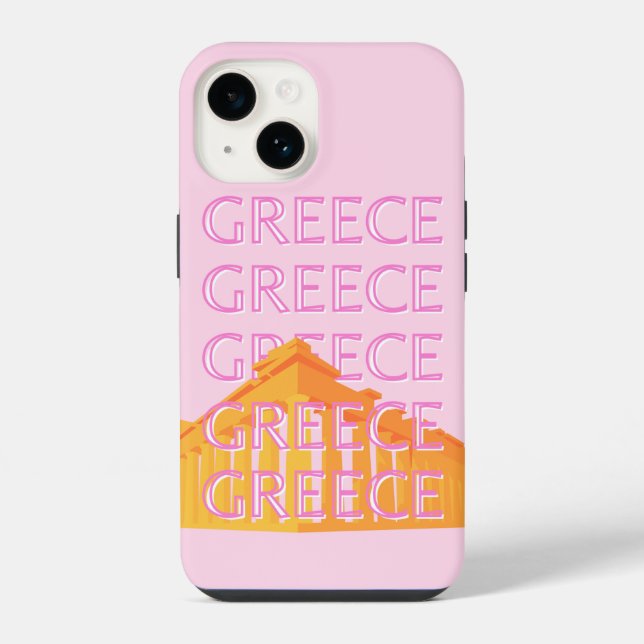 Coque iPhone Grèce, Art Voyage, Rose (Verso)