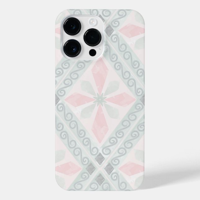 Coque iPhone Green and pink pastel diamond pattern (Verso)