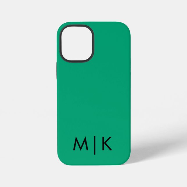 Coque iPhone Green Blue and Black Modern Monogram  (Verso)