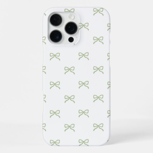 Coque iPhone Green Bow Pattern Coquette Girly Spring Summer  (Verso)