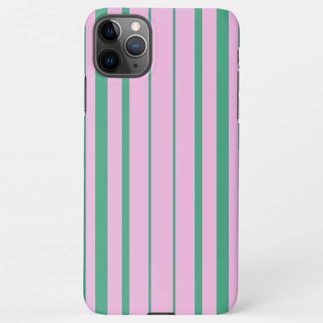 Coque iPhone Green Stripes and Soft Pink iPhone 11 Pro Max Case (Dos)
