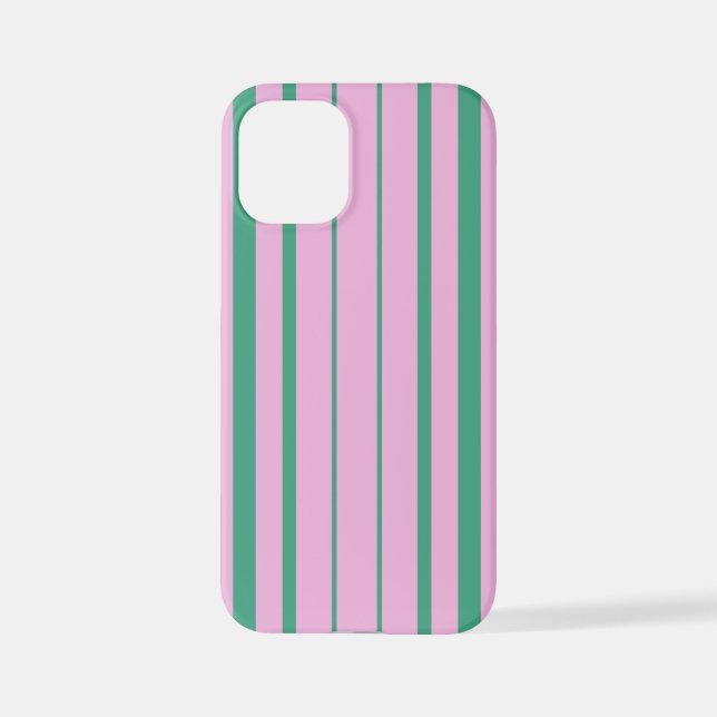Coque iPhone Green Stripes and Soft Pink iPhone 12 Mini Case (Verso)