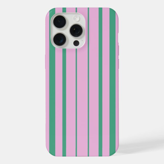 Coque iPhone Green Stripes and Soft Pink iPhone 15 Pro Max Case (Verso)