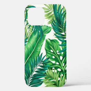 Coque iPhone 12 Green Tropical Palm Banana Monstera Feuille