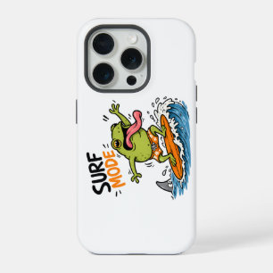 Coque iPhone 15 Pro Grenouille en mode surf drôle Grenouille idiote