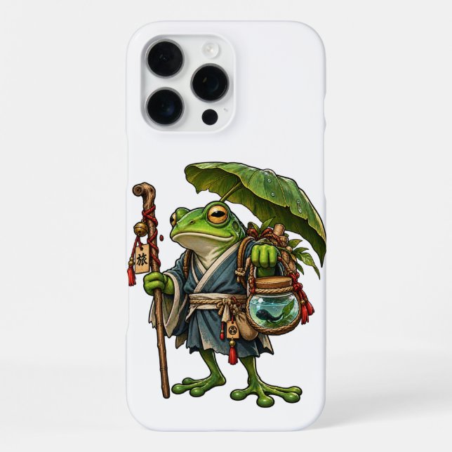 Coque iPhone Grenouille Voyageuse sous une Feuille Parasol (Verso)