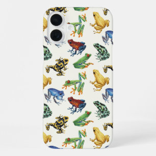 Coque iPhone 16 Plus Grenouilles sur blanc naturel