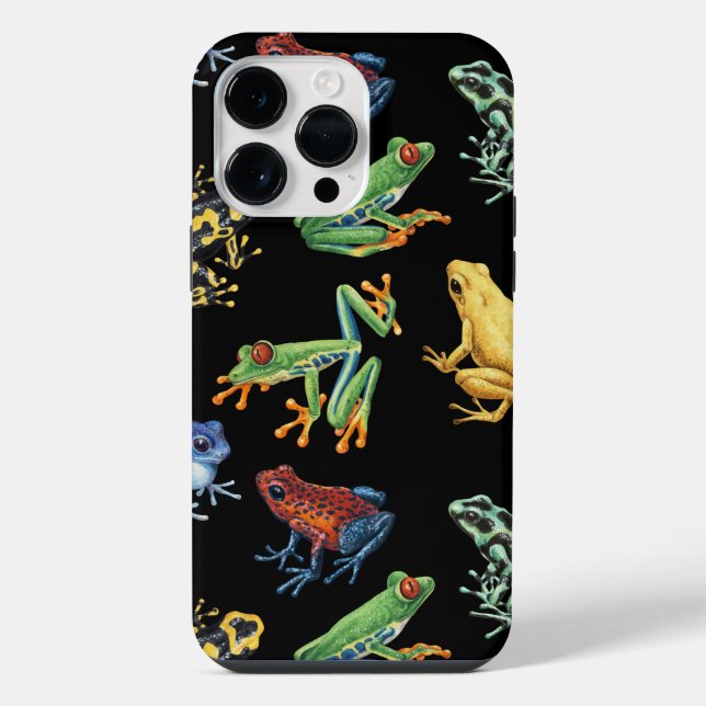 Coque iPhone Grenouilles sur fond noir (Verso)