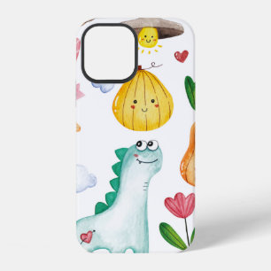 Coque iPhone 12 Gribouillis kawaii à l'aquarelle isolés sur fond b