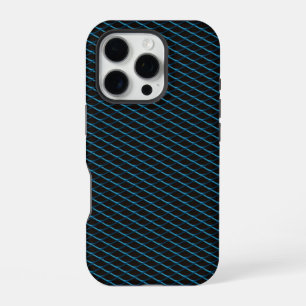 Coque iPhone 16 Pro Grille bleue métallique automobile