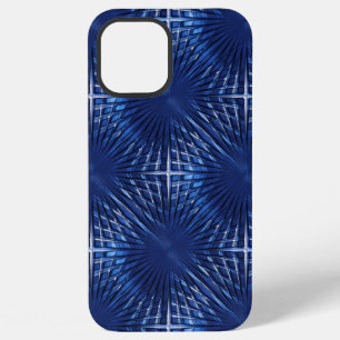 Coque iPhone 12 Pro Max Grille bleue pointue et gonflée d'aspect voyant