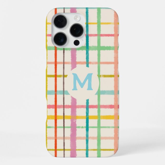 Coque iPhone Grille d'aquarelle monographique customisée (Verso)