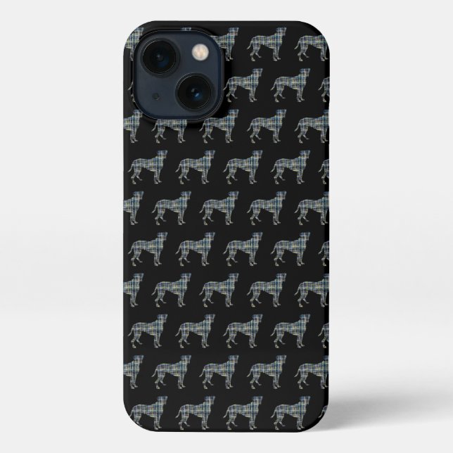 Coque iPhone Grille silhouette de chien de boîte noire (Verso)