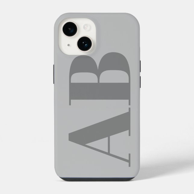 Coque iPhone Gris argent moderne initial minimal contemporain (Verso)