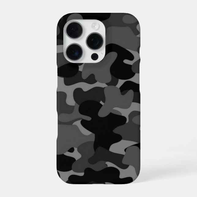 Coque iPhone Gris camouflage noir (Verso)