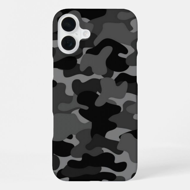 Coque iPhone Gris camouflage noir (Verso)