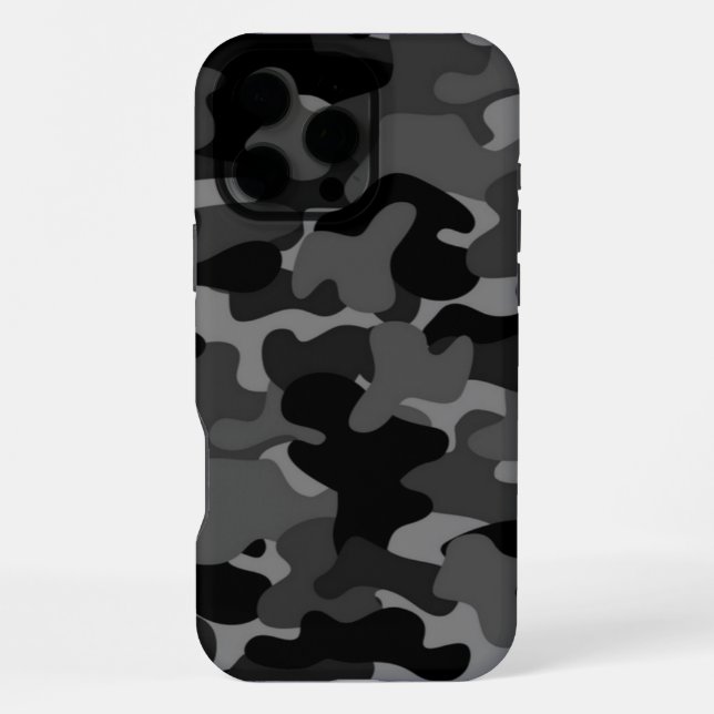 Coque iPhone Gris camouflage noir (Verso)