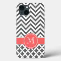 Gris Charbon et Chevron Corail Monogramme