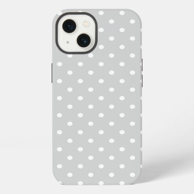 Coque iPhone Gris clair à pois (Verso)