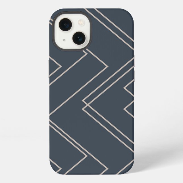 Coque iPhone Gris, cool, moderne, tendance, lignes de zigzag un (Verso)