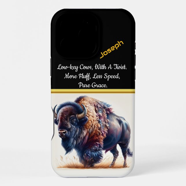 Coque iPhone Gris de bison en herbe dorée à Dusk (Verso)