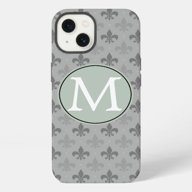 Coque iPhone Gris Fleur de lis (Verso)