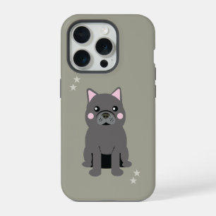 Coque iPhone 15 Pro Gris Jolies Joues Bouledogue Français