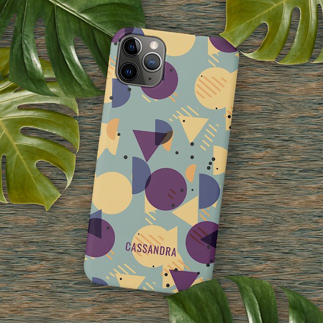 Coque iPhone Gris pourpre Turquoise Bleu orange Motif du milieu (Créateur téléchargé)