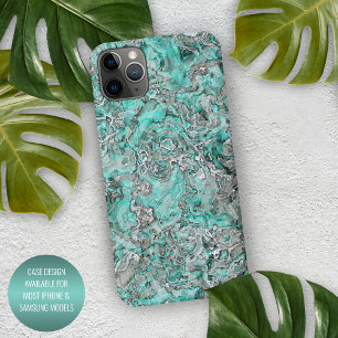 Coque iPhone 11Pro Max Gris Turquoise Monnaie Vert Minéraux Agences Motif