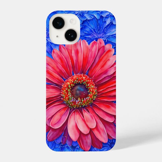 Coque iPhone Gros Boîtier téléphonique rouge Gerbera Daisy Art (Verso)