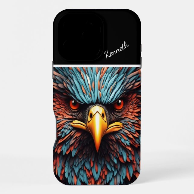 Coque iPhone Gros plan de l'aigle Regard de feu (Verso)