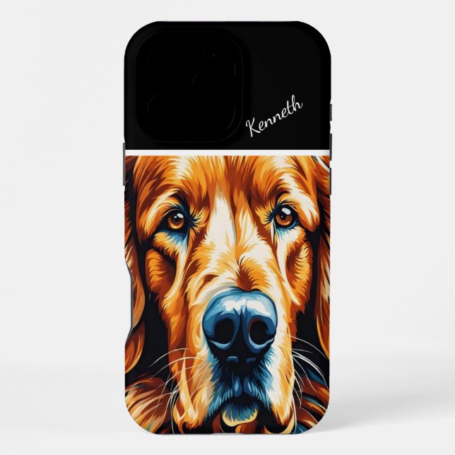 Coque iPhone Gros plan sur un Retriever doré (Verso)