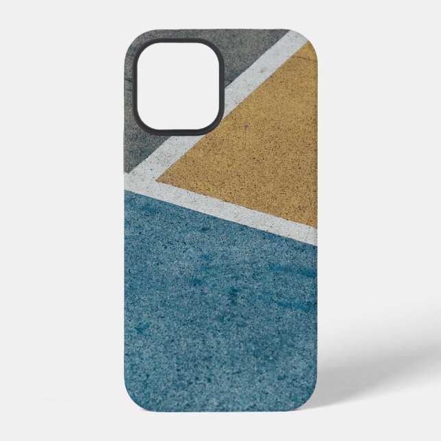 Coque iPhone Gros plan sur un revêtement peint gris, jaune et b (Verso)