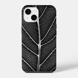 Coque Pour iPhone 14 Gros plan sur une feuille lumineuse noir et blanc